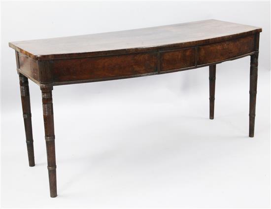 A Regency bowfront mahogany serving table, W.5ft D.2ft 2in. H.2ft 6in.